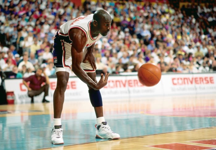 USA dream team guard Michael Jordan (9) in action against Cuba during the 1992 Tournament of the Americas at Memorial Coliseum.